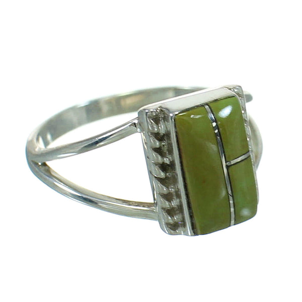 Authentic Sterling Silver Turquoise Inlay Southwest Jewelry Ring Size 4-1/2 AX86481